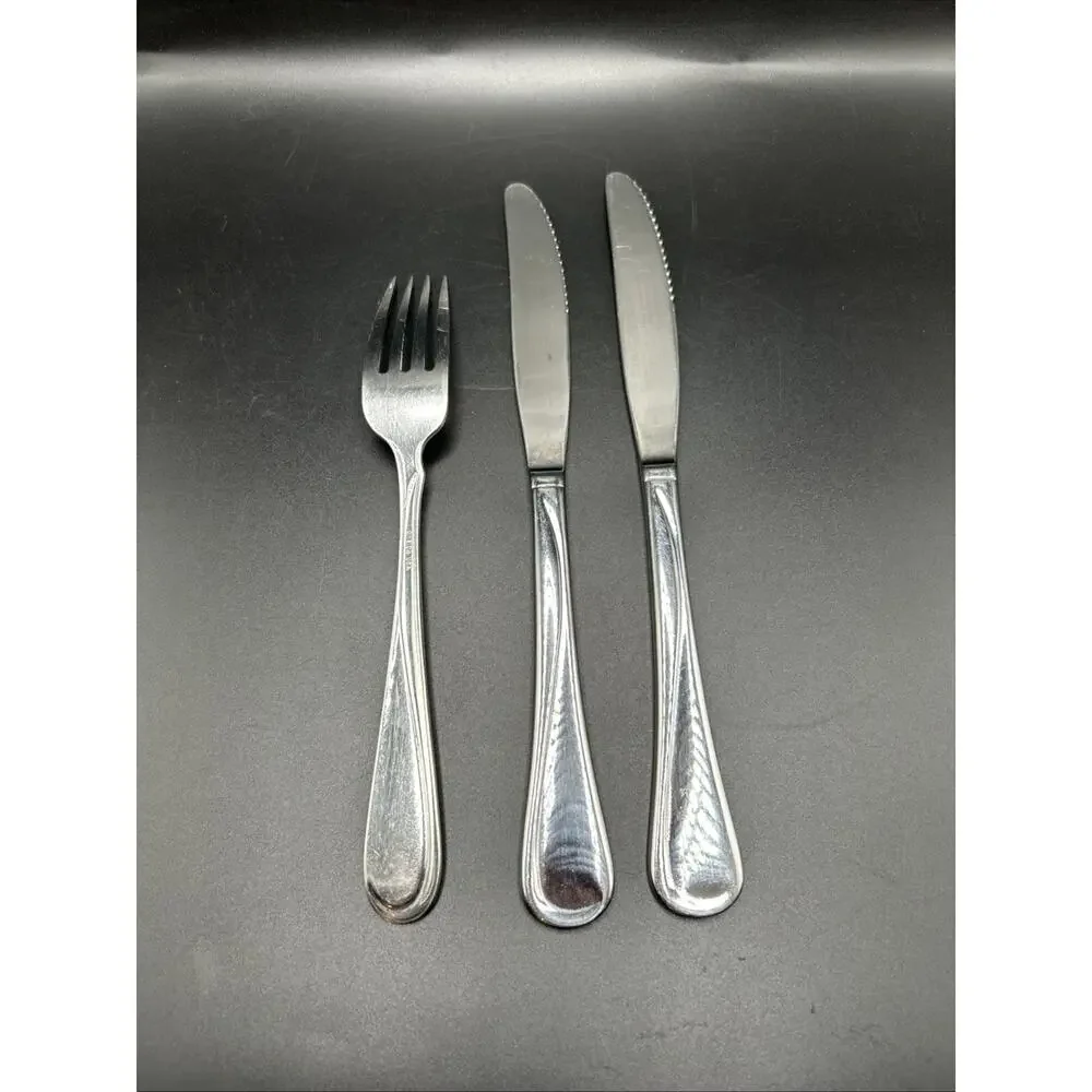 3 Oneida FLIGHT RELIANCE Stainless Glossy USA Flatware Knives Dinner Fork